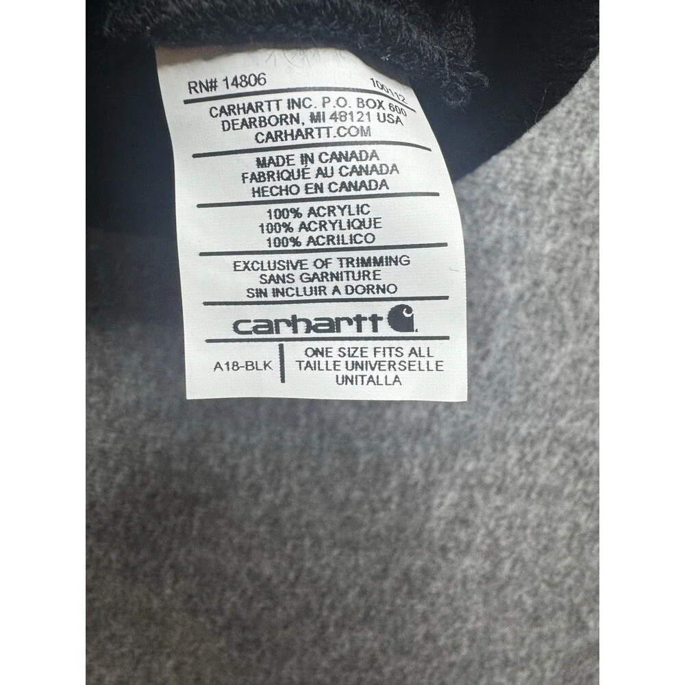 Carhartt Logo Cuffed Beanie Cap Winter Hat Black Men's One Size